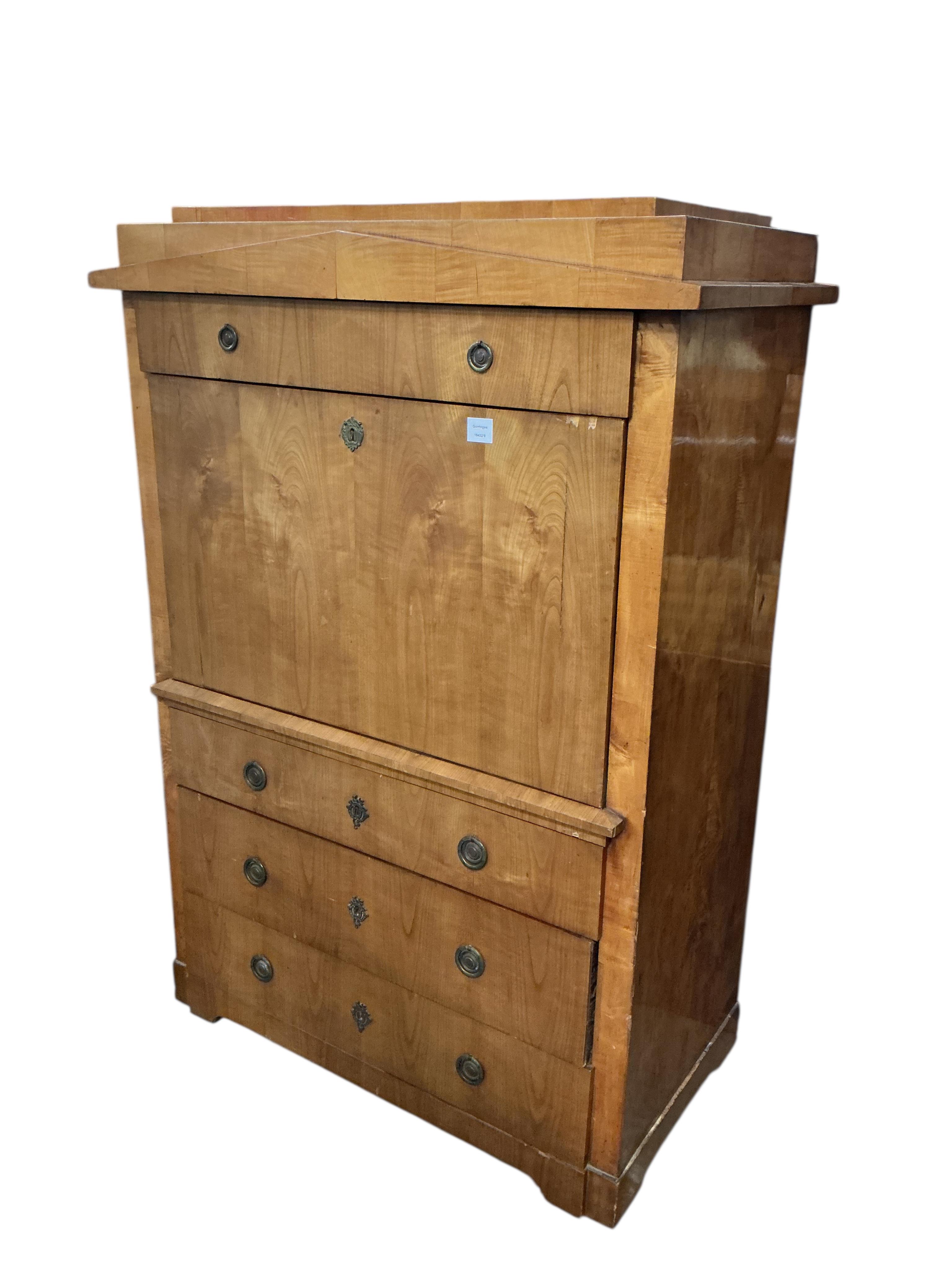 A 19th century Biedermeier cherry secretaire en abattant, width 106cm, depth 56cm, height 150cm